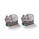 Boucles d'oreilles chat en acrylique avec épingles en plastique pour femmes EJEW-F293-04B-2