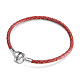 TINYSAND 925 Sterling Silver Red Leather European Bracelets TS-B134-R-19-1
