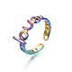 Rack placage couleur arc-en-ciel 304 acier inoxydable mot amour anneau de manchette ouvert pour les femmes RJEW-S405-262M-4