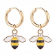 Aretes colgantes de aro esmaltados con motivo de abeja EJEW-JE04809-4