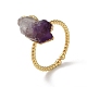 Natural Amethyst Nuggets Open Cuff Rings RJEW-M155-01G-4