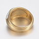 イオンプレーティング（ip）304ステンレスフィンガー指輪  ワイドバンドリング  ポリマークレイラインストーン付き  ゴールドカラー  サイズ6~9  16~19mm RJEW-H125-73G-3