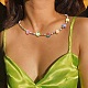 スイカ & ドラゴン フルーツ & アップル ポリマークレイ & ガラス ビーズ ネックレス女性用  カラフル  16.14インチ（41cm） NJEW-TA00059-3
