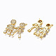 Brass Micro Pave Clear Cubic Zirconia Pendants ZIRC-N039-160-NF-2
