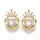 Brass Micro Pave Clear Cubic Zirconia Charms ZIRC-T011-20G-NF-1