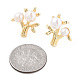 Natural Pearl Beaded Tree of Life Stud Earrings with 925 Sterling Silver Pins EJEW-T019-04G-5