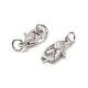 Cierres de mosquetón de plata de primera ley con baño de rodio y anillas STER-D006-22P-2