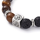 Natural Lava Rock & Tiger Eye Beads Adjustable Braided Bracelets BJEW-JB04987-05-2