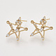 Brass Micro Pave Clear Cubic Zirconia Stud Earring Findings X-KK-T054-58G-NF-1