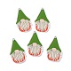 クリスマス透明プリントアクリルパーツ  ピアスのアクセサリー  gnome  グリーン  34.5x21x2.5mm  穴：1.6mm TACR-G036-01-1