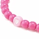 6Pcs 6 Color Flat Round with Heart Acrylic Beaded Stretch Bracelets Set for Women BJEW-JB08062-5