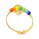 4 個 4 スタイル虹色ガラスシード編組ビーズ指輪セットチャーム付き  銅線を巻いたリング  星とクローバーと花とハート  ゴールドカラー  内径：18.5~19.5mm  1個/スタイル RJEW-TA00084-3