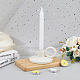 SUPERFINDINGS Porcelain Candle Holder Round Candlestick Base with Handle White Candle Holder Decorative Candle Display Stand AJEW-WH0415-63-4
