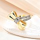 Латунные кольца-манжеты с микропаве и прозрачным цирконием для женщин RJEW-U051-01B-G-2