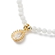 Cubic Zirconia Teardrop Pendant Necklace with Natural Moonstone Beaded Chains NJEW-JN04121-03-4