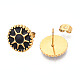 Плоские круглые серьги-гвоздики с солнцем из нержавеющей стали 304 с эмалью EJEW-T047-17G-A-2