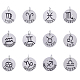 CHGCRAFT 12Pcs Twelve Constellation Zodiac Sign Pendants Flat Round Alloy Pendants with Crystal Rhinestone for Necklace Bracelet Jewelry Making PALLOY-CA0001-01P-1