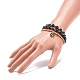 3Pcs 3 Style Natural Eyeless Obsidian & Crackle Agate & Brass Beaded Stretch Bracelets Set BJEW-JB08833-3