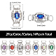 CHGCRAFT 14Pcs 7 Colors Silver Plated Brass Rhinestone Connector Charms RB-CA0001-06-2