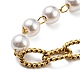 Ion Plating(IP) 304 Stainless Steel Paperclip & Plastic Pearl Beaded Chain Bracelet BJEW-E088-04G-2