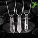 Bullet Natural Crystal Pointed Pendant Necklaces NJEW-BB00018-04-3