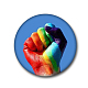 Pin de solapa de hojalata redondo plano del orgullo del color del arco iris GUQI-PW0001-034D-1