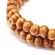 Ensembles de bracelets extensibles de perles rondes en bois naturel BJEW-JB07347-9