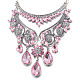 Fashion Women Jewelry Zinc Alloy Glass Rhinestone Flower Bib Statement Choker Collar Necklaces NJEW-BB15083-B-2