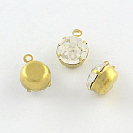 Tono dorato charms di strass in ottone, cirstallo, 5x3x2mm, Foro: 1 mm, 144 pc / lordo
