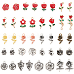 Pandahall elite 112pcs 20 pendentifs en alliage de style, fleur, couleur mixte, 14.5~28x9~20x1.5~5mm, Trou: 1.5~3mm