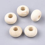 Perle di legno non finite, perle di legno naturali, rondelle, vecchio pizzo, 14~14.5x9mm, Foro: 5.5~6 mm