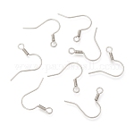 316 Surgical Stainless Steel Earring Hooks, with Horizontal Loop, Stainless Steel Color, 18x18mm, 21 Gauge, Pin: 0.7mm, Hole: 2mm