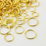 Iron Open Jump Rings, Mixed Size, Golden, 4~10x0.7~1mm