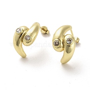 Серьги-гвоздики из латуни с микропаве и прозрачным фианитом EJEW-M240-07G