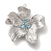 Подвески из нержавеющей стали 304 с аквамариновыми стразами STAS-P371-055P