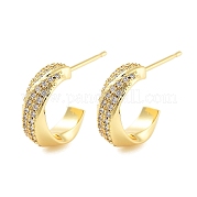 Серьги-гвоздики из латуни в форме буквы С EJEW-N055-40G-RS