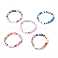 Pandahall elite 1 set braccialetti elastici fatti a mano in argilla  polimerica heishi surfer con perline di plastica ccb all'ingrosso 