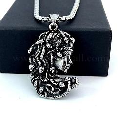 Collier pendentif serpent méduse bijoux gothiques vintage en acier pour femmes