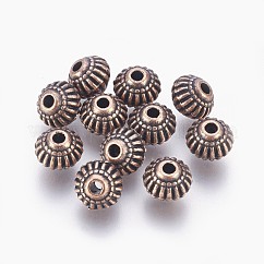 チベットスタイル合金双円錐形ビーズ  カドミウムフリー＆ニッケルフリー＆鉛フリー  赤銅鉱  8x6.5mm  穴：1.5mm  約950個/1000g