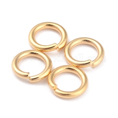 Offene Biegeringe aus Messing mit Rackbeschichtung, cadmiumfrei und bleifrei, Runde, langlebig plattiert, echtes 24k vergoldet, 6x1 mm, 18 Gauge, Innendurchmesser: 4 mm