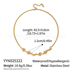 Collier soleil et étoile en acier inoxydable de style européen et américain, bijou élégant et résistant pour femme