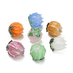 Abalorios de colores vario hechos a mano, tulipán, color mezclado, 13~14.5x13.5mm, agujero: 1.4 mm