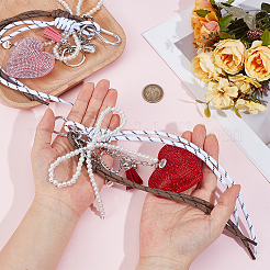 2 шт. 2-цветное бархатное сердце со стразами и пластиковым жемчужным бантом-подвеской&nbsp;HJEW-DR00264