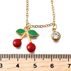Ожерелья с подвесками из нержавеющей стали 304 с красной эмалью для женщин NJEW-U043-02C-G
