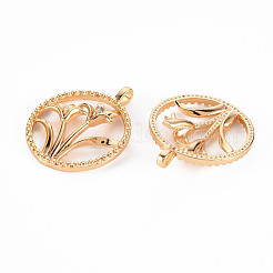 Латунные микропаве прозрачные подвески с фианитом&nbsp;X-KK-T062-188G-NF