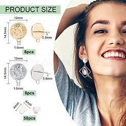 16 шт. 2-х цветная латунная фурнитура для сережек-гвоздиков&nbsp;KK-BC0010-36