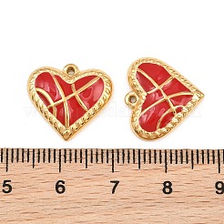 304ステンレスペンダント  バスケットボール柄のハートチャーム  ゴールドカラー  レッド  15x16.5x3mm  穴：1mm&nbsp;SA-CBA275E-04G-03