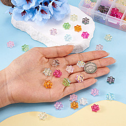 150個10色電気メッキガラスビーズ  花  ABカラーメッキ  半分メッキ  ミックスカラー  12x13x5mm  穴：1mm  15個/カラー&nbsp;EGLA-TA0013-65