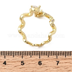 Латунные микропаве кубические цирконии манжеты открытые кольца для женщин&nbsp;RJEW-B160-01G