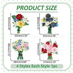 4 шт. 4 стиля стеклянные бусины пайетки цветы аксессуары для одежды&nbsp;DIY-WR0004-72